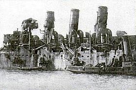 HMS Vindictive nach dem Angriff auf Zeebrügge
