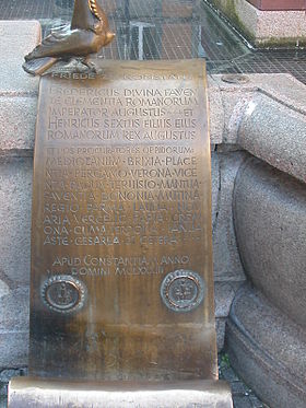 Kaiserbrunnen in Konstanz - Urkunde des Friedens von Konstanz