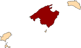 Lage Mallorcas innerhalb der Balearischen Inseln