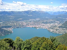 Lugano vom Sighignola her gesehen