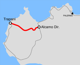 Strecke der Bahnstrecke Alcamo Diramazione–Trapani