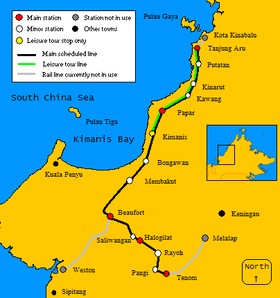Sabah State Railway Streckenkarte