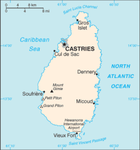 Lage des Mount Gimie auf St. Lucia