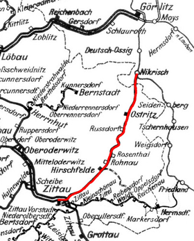 Strecke der Bahnstrecke Zittau–Hagenwerder
