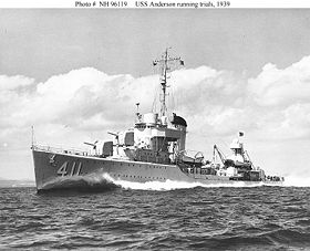USS Anderson während der Erprobung 1939