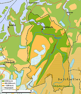 Kommune Beiarn mit Verlauf der Beiarelva