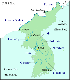 Verlauf des Bukhangang in Nord- und Südkorea