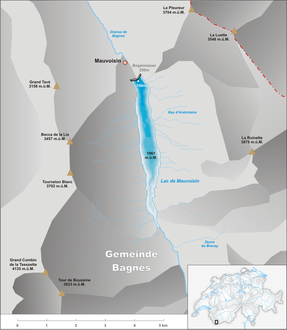 Karte von Lac de Mauvoisin