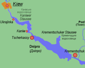 Lageplan des Krementschuker Stausees