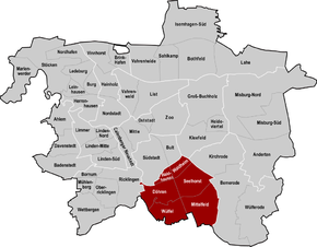 Hannover, Stadtbezirk Döhren-Wülfel hervorgehoben