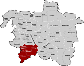 Hannover, Stadtbezirk Ricklingen hervorgehoben