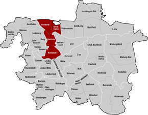 Hannover, Stadtbezirk Nord hervorgehoben
