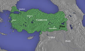 Lage des geplanten Staudammes im Südosten der Türkei