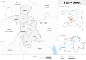 Karte von Bezirk Aarau