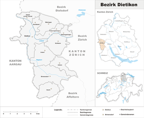 Karte von Bezirk Dietikon