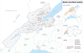 Karte von District du Jura-Nord vaudois