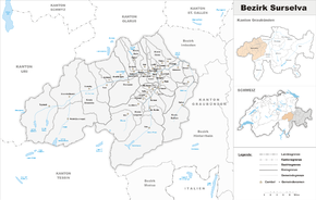 Karte von Bezirk Surselva