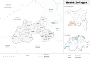 Karte von Bezirk Zofingen