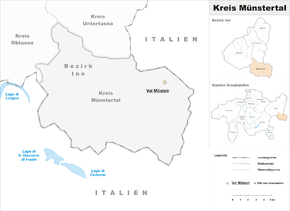 Karte von Münstertal (Val Müstair)