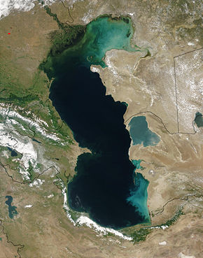 Satellitenaufnahme des Kaspischen Meeres