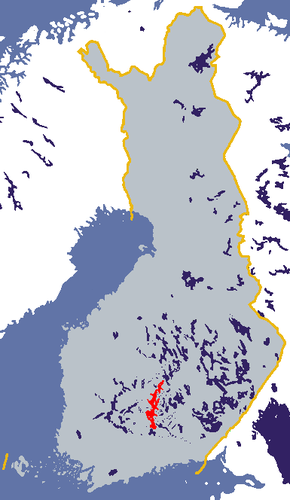 Lage des Päijänne-Sees in Finnland