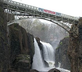 Die Wasserfälle des Great Falls des Passaic River
