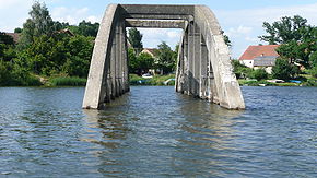 überflutete Brücke vor Malá Všeboř, die Straßenbrücke über die Wondreb führte einst nach Velká Všeboř
