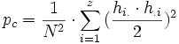 p_c = \frac {1}{N^2} \cdot \sum_{i=1}^z {(\frac {h_{i.} \cdot h_{.i}}{2})^2}