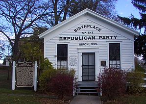 Das Little White Schoolhouse, Gründungsort der Republikanischen Partei, National Historic Landmark