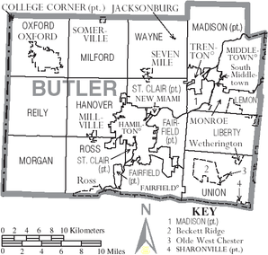Map of Butler County Ohio With Municipal and Township Labels.PNG