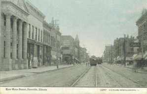 Postcard showing East Main Street in Danville, Illinois, USA circa 1910.png