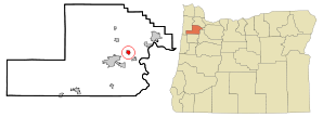 Yamhill County Oregon Incorporated and Unincorporated areas Lafayette Highlighted.svg