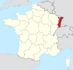 Lage der Region Elsass in Frankreich