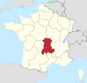 Lage der Region Auvergne in Frankreich