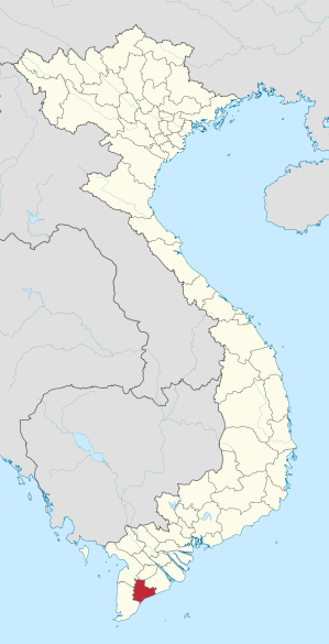 Karte von Vietnam mit der Provinz Bạc Liêu hervorgehoben