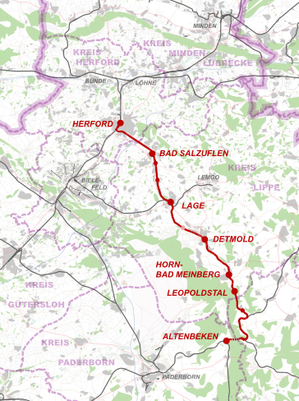 Strecke der Bahnstrecke Herford–Himmighausen