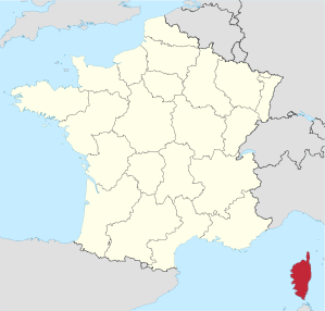 Lage Korsikas in Frankreich