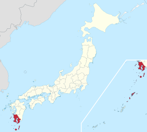 Lage der Präfektur Kagoshima in Japan