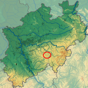 Lage des Ebbegebirges in Nordrhein-Westfalen
