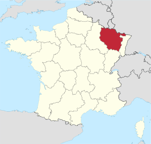 Lage der Region Lothringen in Frankreich