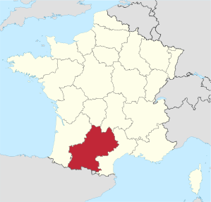 Lage der Region Midi-Pyrénées in Frankreich