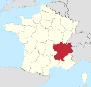 Lage der Region Rhône-Alpes in Frankreich