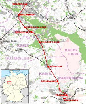 Strecke der Senne-Bahn
