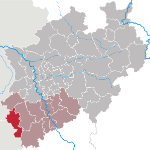 Lage der StädteRegion Aachen in Nordrhein-Westfalen