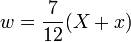 w= \frac{7}{12} (X + x)