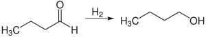 Das entstandene Butanal reagiert mit Wasserstoff zu 1-Butanol weiter.