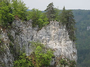 Burgfelsen mit Kernburg aus östlicher Richtung