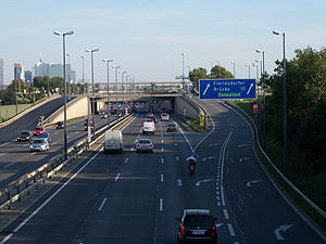 A22 vor der Abfahrt zur Floridsdorfer Brücke