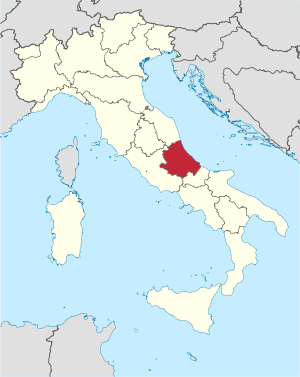 Karte Italiens, Abruzzen hervorgehoben