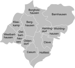 Administrative Gebietsgliederung des Amtes Borgholzhausen